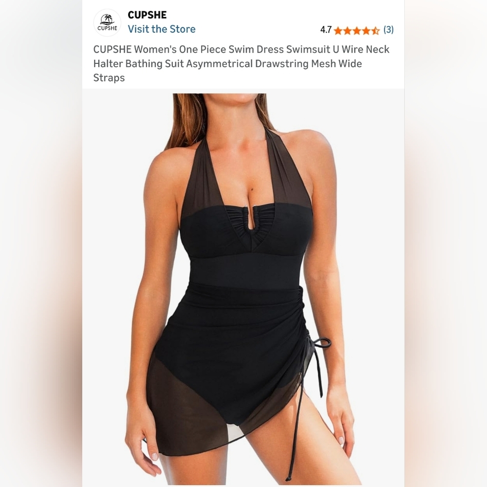 Elegant Black Halter Swimsuit